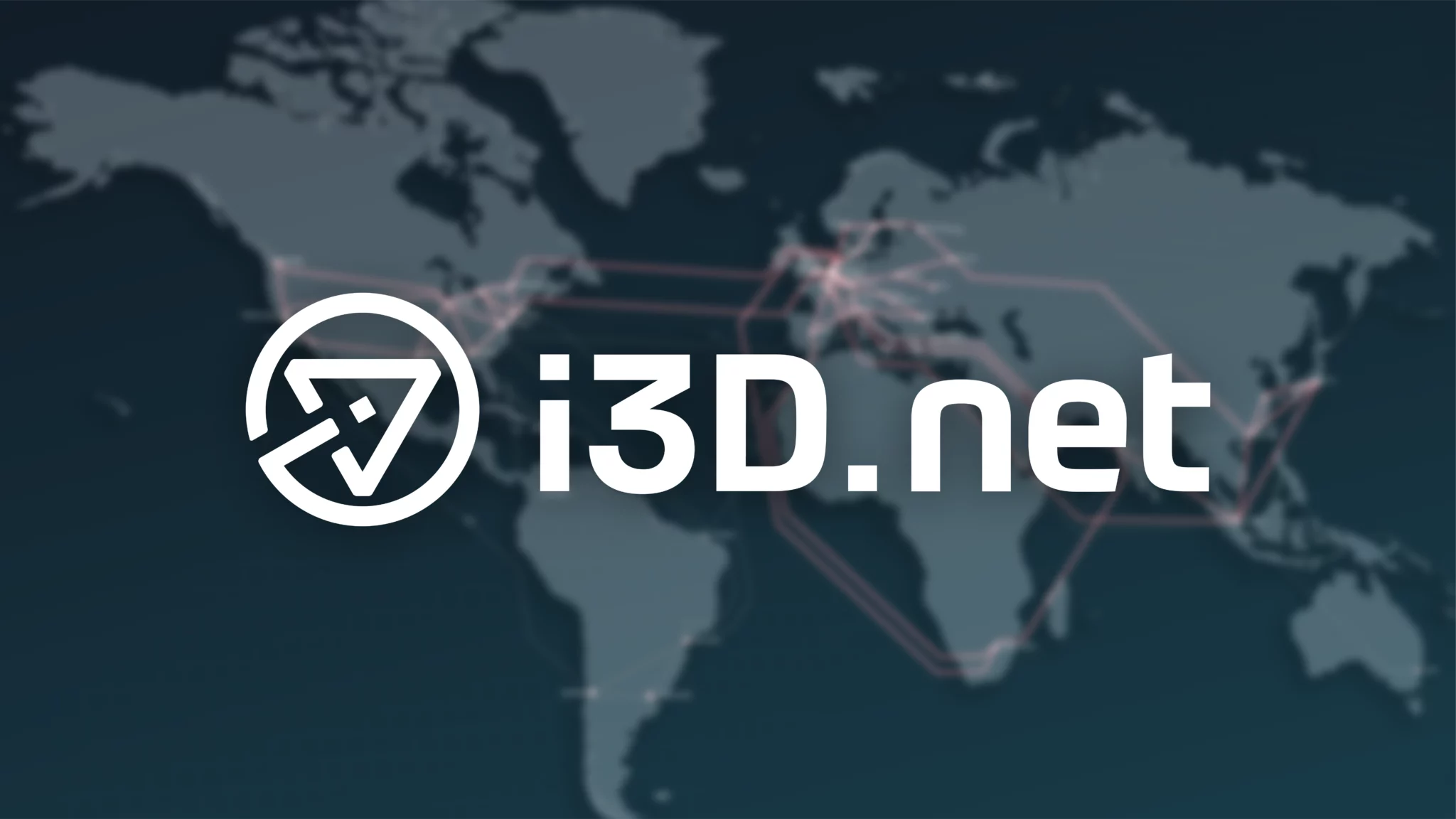 The image features the new i3D.net logo with the world map behind it.